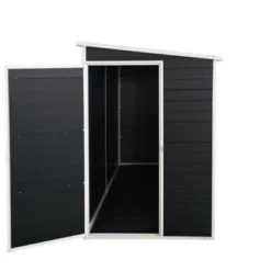 8x4ft Outdoor Resin Garden Shed With Floor And 2 Windows,Patio Outdoor Storage Shed With Lockable Door For Garden Tools, Bicycles, Trash Cans, Black 15 8x4ft Outdoor Resin Garden Shed With Floor And 2 Windows,Patio Outdoor Storage Shed With Lockable Door For Garden Tools, Bicycles, Trash Cans, Black -House Furnish World GUEST c59a76b6 94a8 4b43 a248 008dadfd2a21