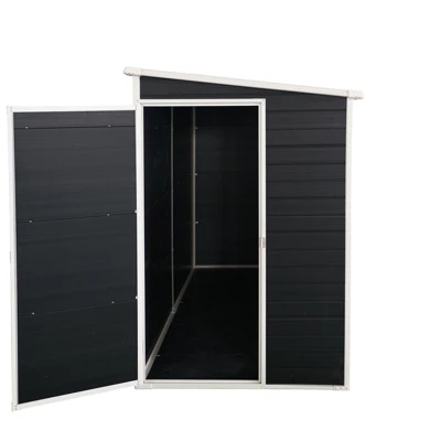 8x4ft Outdoor Resin Garden Shed With Floor And 2 Windows,Patio Outdoor Storage Shed With Lockable Door For Garden Tools, Bicycles, Trash Cans, Black 7 8x4ft Outdoor Resin Garden Shed With Floor And 2 Windows,Patio Outdoor Storage Shed With Lockable Door For Garden Tools, Bicycles, Trash Cans, Black - Image 7