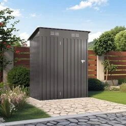 5X3 FT Outdoor Storage Shed, Tool Shed With Pitched Roof And Lockable Door Compact Metal Tool Shed For Garden, Backyard, Patio,Bike Storage, Gray -House Furnish World GUEST c7166999 07bf 437e 9e53 985595ed5ee1