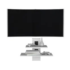 Havre Floating Shelf, Dual-Shelf Wall Unit With Cable Management, White -House Furnish World GUEST c74d2e9a 532e 42fa b5a6 b3a5263abf82