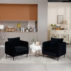 Accent Chair For Living Room, Polyester Comfy Single Sofa Chair Mid-Century Modern Armchair With 1 Pillow And Metal Legs For Bedroom Office Reading -House Furnish World GUEST c7e76dc3 ec3f 4b2b bc0a f3eccea16a54