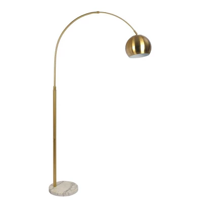 Oasis Long Arm Gold Brass Adjustable Floor Lamp With Round White Marble Base 5 Oasis Long Arm Gold Brass Adjustable Floor Lamp With Round White Marble Base - Image 5