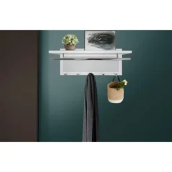 Esyspot Metal Powder Coating Hook Wall Mounted With Shelf In White -House Furnish World GUEST c938cff5 f5e1 47e8 95c3 c0a21ae96b4b