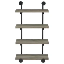 Black And Grey Driftwood Metal 24-inch Wall Shelf