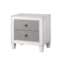 Katia Rustic Gray & Weathered White Finish Night Stand -House Furnish World GUEST ca8bfbac 8441 4f3b b395 2bf6f437e93d