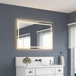48 X 32 Inch LED Bathroom Mirror With Front And Backlight,Wall Mounted Vanity Mirror With Aluminum Frame,Anti-Fog, Memory, 3 Colors, Stepless Dimmable