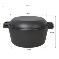 2 In 1 Pre-Seasoned Cast Iron Dutch Oven With Dual Handles, Outdoor Camping Deep Pot For BBQ Baking, 5 Quart.With 2pcs Silicone Handel Covers -House Furnish World GUEST cb7153cb 259a 4daf b60b f97305e66a5a 1