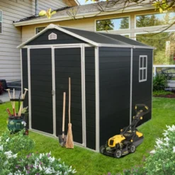 6 Ft X 8 Ft Resin Outdoor Storage Shed Kit-Perfect To Store Patio Furniture,Black -House Furnish World GUEST cc89fccd e6c4 4a91 a2e7 1909b7d6f575