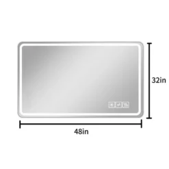 48*32 Inch Bathroom Mirror With Led Lights , Anti-Fog Lighted Vanity Mirrors For Wall Mounted, 3 Colors And 5 Level Dimmable, Horizontal/Vertical -House Furnish World GUEST cccf699a 0a9f 49cb 925a 8118ce66be96