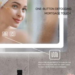 15 In. H LED Single Bathroom Vanity Mirror In Polished Crystal Bathroom Vanity LED Mirror For Bathroom Wall Smart Lighted Vanity Mirrors -House Furnish World GUEST ccd33b4d 96fd 4153 b326 8fd7f64962b9