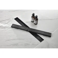 Linear Shower Drain With Removable Quadrato Pattern Grate, 304 Stainless Shower Drain Included Hair Strainer And Leveling Feet -House Furnish World GUEST ce4223e9 fd07 469a 91d6 c1e368d85450