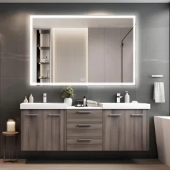 60x40 Inch Oversized LED Bathroom Mirror Wall Mounted Mirror With 3 Color Modes Aluminum Frame Large Wall Mirror For Bathroom -House Furnish World GUEST cf44a70c 7239 4d78 88f7 f8f92edd7480