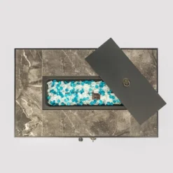 32" Propane Gas Fire Pit Table, 50000 BTU Rectangular Fire Pit, Tile Tabletop With Beautiful Wicker Base For Outside Patio Deck Garden Courtyard-Brown -House Furnish World GUEST d003fbef eced 4d9d afc9 6820a73e54cf