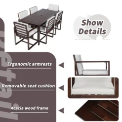 Patio Dining Set Outdoor Dining Table And Chair Set With And Removable Cushions For Patio, Backyard, Garden, Dark Brown -House Furnish World GUEST d1b5d420 0661 4b24 a3bd b5664cf5b9db