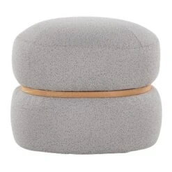 Cinch Contemporary Pouf Ottoman In Grey Fabric And Natural Wood By LumiSource -House Furnish World GUEST d1f8e3c5 93cf 49e5 a8e0 2433dac9d71f