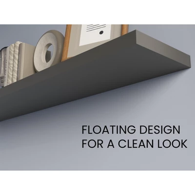 Greer Floating Shelf In Melamine X2, Grey 5 Greer Floating Shelf In Melamine X2, Grey - Image 5
