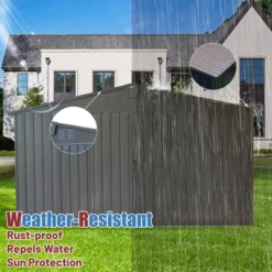 Backyard Storage Shed 11'x12.5'with Galvanized Steel Frame & Windows,Garden Shed,Utility Tool Storage Room With Lockable Door For Patio(Dark Gray) 12 Backyard Storage Shed 11'x12.5'with Galvanized Steel Frame & Windows,Garden Shed,Utility Tool Storage Room With Lockable Door For Patio(Dark Gray) -House Furnish World GUEST d20e76a5 8e9c 4d50 880a ebc8854ea2cd