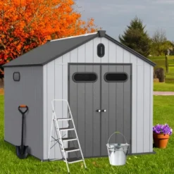 XWT013-1 8*10ft Resin Plastic Storage Shed For Backyard Garden Big Spire Tool Storage -House Furnish World GUEST d4f3b9cd dcc8 4077 9654 b496a2842a8f
