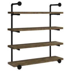 Black And Rustic Oak 40-inch Wall Shelf -House Furnish World GUEST d505a03f 3056 4e0a 8b83 bf0712de9cf8