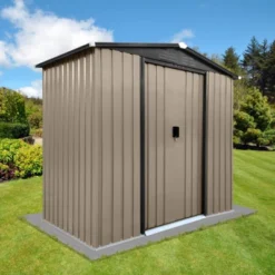 Outdoor Storage Sheds 6FTx4FT Apex Roof Brown With Sliding Doors -House Furnish World GUEST d5d51545 9c62 4811 887e fcbc03252dcd