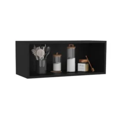 Wall Cabinet 12" H, 1 Spacious Shelf, Black -House Furnish World GUEST d5eab506 5f2d 48a2 9e23 503e25286803