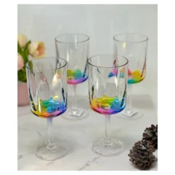 Rainbow Diamond Acrylic Glasses Drinking Set Of 4 DOF (9oz), Plastic Drinking Glasses, BPA Free Cocktail Glasses, Drinkware Set -House Furnish World GUEST d6acee59 7494 4cbf a4bb 6ced0159cf9b