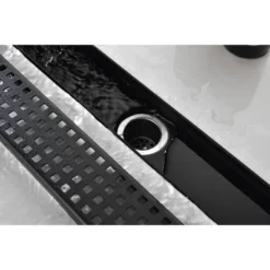 Linear Shower Drain With Removable Quadrato Pattern Grate, 304 Stainless Shower Drain Included Hair Strainer And Leveling Feet -House Furnish World GUEST d76d3a8d b5ab 4ff9 8d35 eb9b0973b50f
