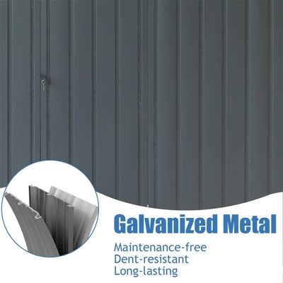 Backyard Storage Shed 11'x12.5'with Galvanized Steel Frame & Windows,Garden Shed,Utility Tool Storage Room With Lockable Door For Patio(Dark Gray) 3 Backyard Storage Shed 11'x12.5'with Galvanized Steel Frame & Windows,Garden Shed,Utility Tool Storage Room With Lockable Door For Patio(Dark Gray) - Image 3