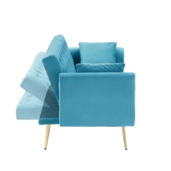 71 Inch Convertible Love Seat Sofa, American Retro, Light Blue Polyester, Suitable For Small Living Room, Bedroom, Office -House Furnish World GUEST d8651b45 5c63 4820 bcb7 ecc64efa9457