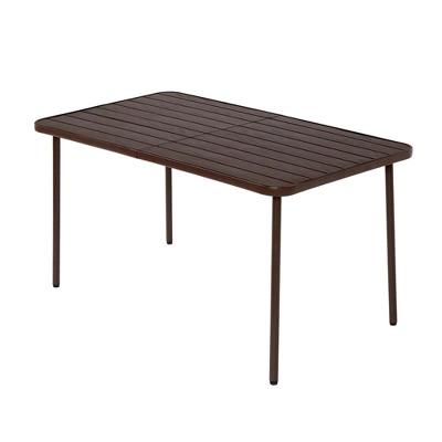 7 Pieces Patio Dining Set, Plastic Chair And Steel Table Outdoor Set, Plastic Chairs And Table Set For Garden Patio, Brown 14 7 Pieces Patio Dining Set, Plastic Chair And Steel Table Outdoor Set, Plastic Chairs And Table Set For Garden Patio, Brown - Image 14