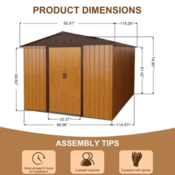 8ft X 10ft Outdoor Metal Storage Shed With Metal Foundation,Coffee 19 8ft X 10ft Outdoor Metal Storage Shed With Metal Foundation,Coffee -House Furnish World GUEST d8bc3e0f 9bd8 44fa 84c3 d132fd404d1c
