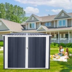 Bicycle Outdoor Steel Storage Shed ,Stores 4 Bikes,Grey -House Furnish World GUEST d8d22638 9de7 4cae bf35 5fcad20dd59a