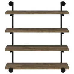 Black And Rustic Oak 40-inch Wall Shelf -House Furnish World GUEST d8d89f3e 2656 4ec1 84a3 d3078c449689