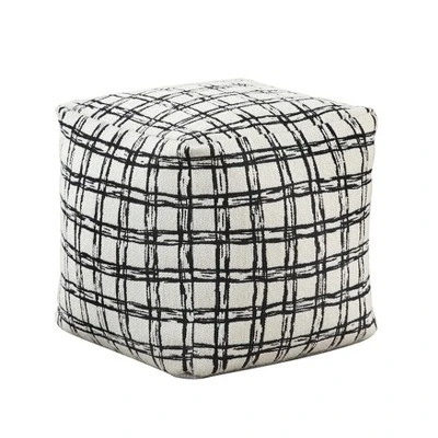 Modern Square Pouf Pattered Black White Fabric Upholstered Ottoman, Non-Slip Floor Pouf, Bean Bag Chair, 1pc Sitting Pouf 1 Modern Square Pouf Pattered Black White Fabric Upholstered Ottoman, Non-Slip Floor Pouf, Bean Bag Chair, 1pc Sitting Pouf