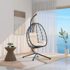 Egg Chair With Stand Indoor Outdoor Swing Chair Patio Wicker Hanging Egg Chair Hanging Basket Chair Hammock Chair With Stand For Bedroom Room Balcony -House Furnish World GUEST d9e34764 dc1d 4c3b 846d 06a89be9b40e