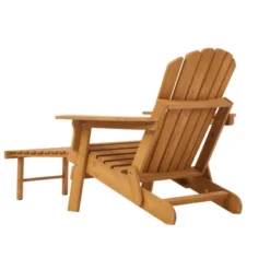 Outdoor Wooden Folding Adirondack Chair With Retractable Ottoman, Pre-Assembled BackRest & SeatBoard, Wood Patio Chair For Garden Backyard Porch Pool -House Furnish World GUEST d9f6d0a9 f8e5 43bd 8230 3eb22e587d11
