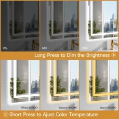 48x32 Inch Frameless LED Bathroom Mirror,Smart Mirror -House Furnish World GUEST d9f94d2b fb9e 4737 ac31 bf6268c5431e 3