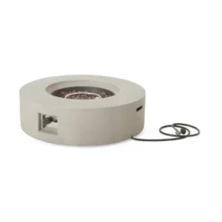 Outdoor 50,000 BTU Round MgO Concrete Propane Fire Pit, Light Grey (Tank Cover Not Included) -House Furnish World GUEST dbeba71e 8404 4bc6 8ca1 8b0076d07dbe