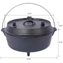 Pre-Seasoned Cast Iron Dutch Oven With Skillet Lid, Outdoor Camping Deep Pot For Camping Fireplace Cooking BBQ Baking Campfire, Leg Base,6 Quart -House Furnish World GUEST dcbf3a66 a9a9 4536 9416 49fff0c60522