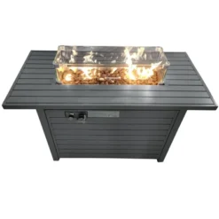 11'' H X 42'' L Steel Propane Outdoor Fire Pit Table With Lid -House Furnish World GUEST dd4103a5 5f34 47ce afe0 06283d82b427