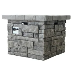 30" Outdoor Square MgO Propane Fire Pit - 40,000 BTU, Grey -House Furnish World GUEST dd6abaaa d905 40a0 82f3 761281f8d1f0