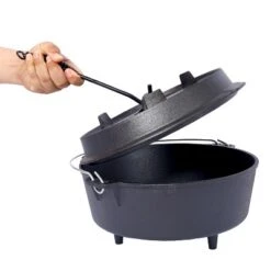 Pre-Seasoned Cast Iron Dutch Oven With Skillet Lid, Outdoor Camping Deep Pot For Camping Fireplace Cooking BBQ Baking Campfire, Leg Base,6 Quart -House Furnish World GUEST dd87cea2 76ee 495e 862c c8f10d4c7fb3