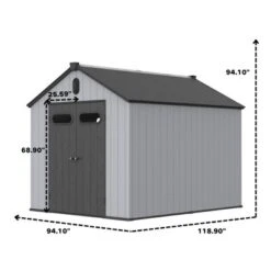 XWT013-1 8*10ft Resin Plastic Storage Shed For Backyard Garden Big Spire Tool Storage -House Furnish World GUEST de12793c 9960 4f73 8101 7d361c484b59