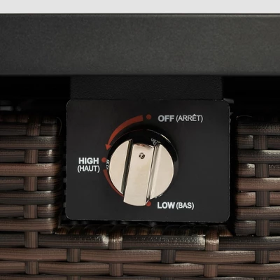 28" Propane Gas Fire Pit Table, 50000 BTU Square Steel Fire Pit With Beautiful Wicker Base For Outside Patio Deck Garden Backyard-Black 8 28" Propane Gas Fire Pit Table, 50000 BTU Square Steel Fire Pit With Beautiful Wicker Base For Outside Patio Deck Garden Backyard-Black - Image 8