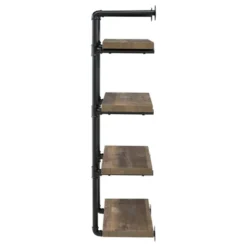 Black And Rustic Oak 4-tier Wall Shelf -House Furnish World GUEST decc70b8 3500 4d2b a044 f6ef4c443342