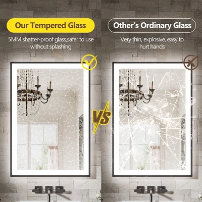 40x30 Inch Frameless LED Bathroom Mirror,Smart Mirror 2 40x30 Inch Frameless LED Bathroom Mirror,Smart Mirror - Image 2