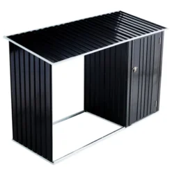 Firewood Storage Shed, Outdoor Firewood Rack, Outdoor Storage Shed With Log Holder, Firewood Shelter For Patio, Anthracite Galvanized Steel -House Furnish World GUEST dff01eff ce06 42af b850 16ee36e117f2