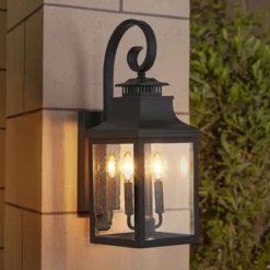 23"(H) 1-Pack Outdoor Wall Lantern Light ¨C Vintage Black Metal Sconce With Clear Seeded Glass For Porch, Patio, And Garden (Bulb Not Included) -House Furnish World GUEST dff0ba0f de35 467e 86ba 9f257ec13122 1