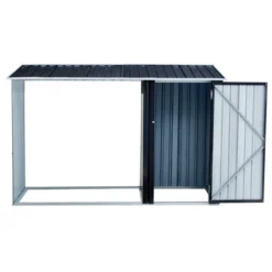Firewood Storage Shed, Outdoor Firewood Rack, Outdoor Storage Shed With Log Holder, Firewood Shelter For Patio, Anthracite Galvanized Steel -House Furnish World GUEST e29ce987 e5de 4b8c 9acb 3a26df539b58