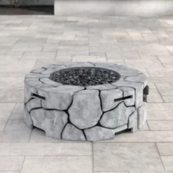 9'' H X 28'' W Fiber Reinforced Concrete Outdoor Fire Pit(Stone Gray)